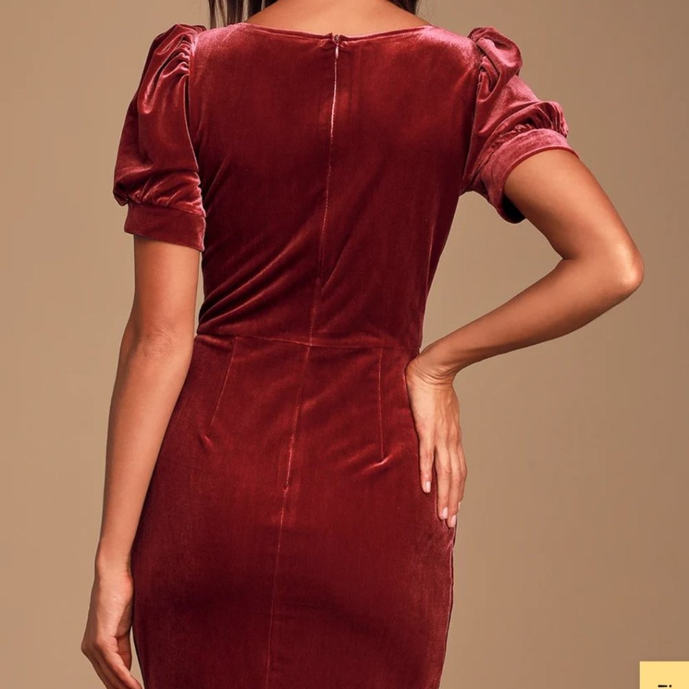 Velvet Puff Sleeve Dress